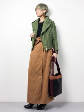 「Ameri（アメリ）のアイテム（バッグ）」を使った、monchiさん（レディース・165cm）の春コーディネート