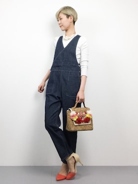 「Settimissimo（セッティミッシモ）のアイテム（オールインワン・サロペット）」を使った、monchiさん（レディース・165cm）の春コーディネート