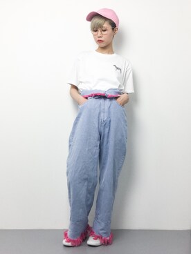 「L.H.P（エルエイチピー）のアイテム（デニムパンツ）」を使った、monchiさん（レディース・165cm）の春コーディネート