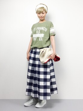 「ゆるカジ」｜「アイテム（ワンピース/ドレス）」を使った、monchiさん（レディース・165cm）の春コーディネート