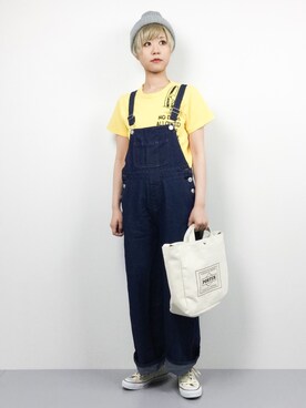 「ボーイッシュ」｜「アイテム（つなぎ/オールインワン）」を使った、monchiさん（レディース・165cm）の春コーディネート
