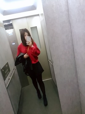 「真っ赤」｜cheri.o!さん（レディース・162cm）の秋コーディネート