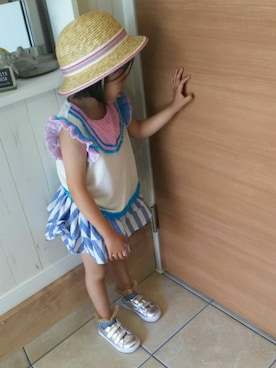 「fafa（フェフェ）のアイテム（帽子）」を使った、アリエル＊さん（キッズ・100cm）の夏コーディネート