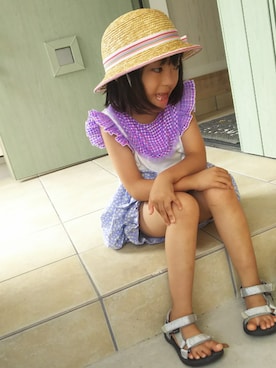 「fafa（フェフェ）のアイテム（帽子）」を使った、アリエル＊さん（キッズ・100cm）の夏コーディネート