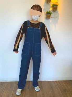 「rps（アールピーエス）のアイテム（オールインワン・サロペット）」を使った、ぽむさん（レディース・153cm）の冬コーディネート