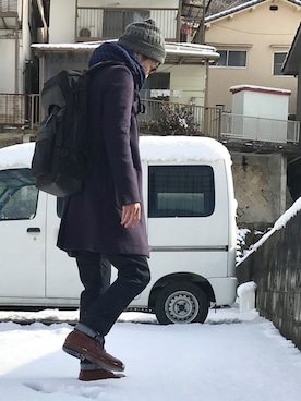 「TMT（ティーエムティー）のアイテム（帽子）」を使った、hoolywoodさん（メンズ・175cm）の冬コーディネート