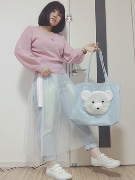 「バラ柄」｜「アイテム（その他）」を使った、ち ょ み こさん（レディース・155cm）の春コーディネート