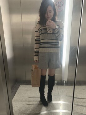 「sandro（サンドロ）のアイテム（トップス）」を使った、miamiasiuさん（レディース・158cm）の冬コーディネート