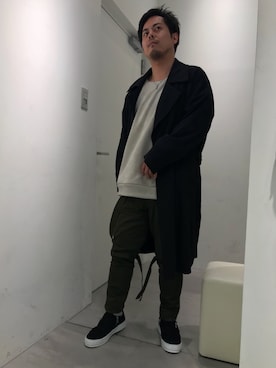 「オーバーコート」｜「アイテム（ステンカラーコート）」を使った、inoueさん（メンズ・167cm）の冬コーディネート