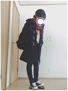 「earth music&ecology（アースミュージックアンドエコロジー）のアイテム（ダッフルコート）」を使った、もぐさん（レディース・158cm）の冬コーディネート