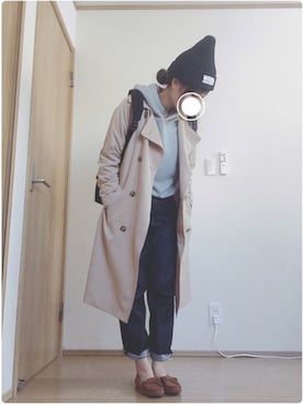 「AMERICAN HOLIC（アメリカンホリック）のフード付裏毛プルオーバー（パーカー）」を使った、もぐさん（レディース・158cm）の春コーディネート