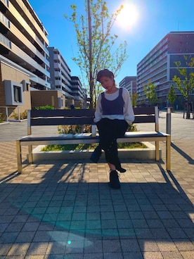 「archives（アルシーヴ）のアイテム（その他トップス、パープル系）」を使った、ニ チ 花さん（レディース・153cm）の夏コーディネート