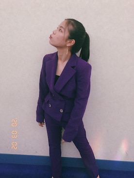 「ZARA（ザラ）のアイテム（ジャケット/アウター、パープル系）」を使った、ニ チ 花さん（レディース・153cm）の夏コーディネート