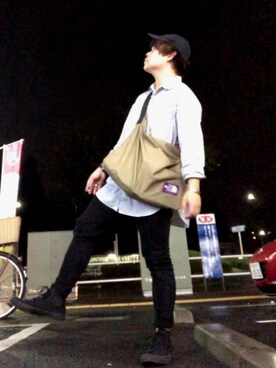 「URBAN RESEARCH（アーバンリサーチ）のアイテム（デニムパンツ、ブラック系）」を使った、まるさん（メンズ・165cm）の秋コーディネート