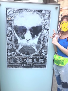 「jouetie（ジュエティ）の【コラボ】PIKO バイカラーキャミ（キャミソール、ブルー系）」を使った、hachiさん（レディース・156cm）の秋コーディネート