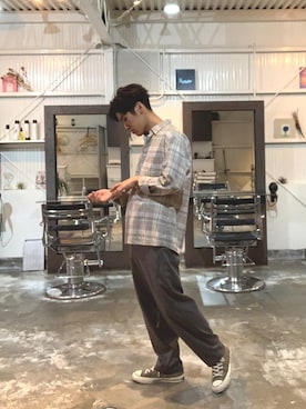 「DIGAWEL（ディガウェル）のアイテム（スラックス）」を使った、KOHEY✂︎さん（メンズ・169cm）の秋コーディネート