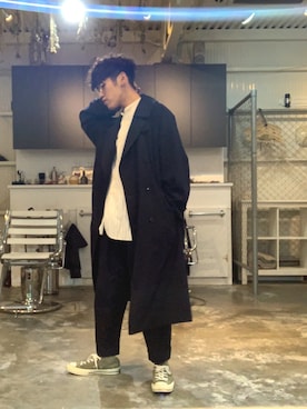 「HERMES」｜「アイテム（トレンチコート）」を使った、KOHEY✂︎さん（メンズ・169cm）の秋コーディネート