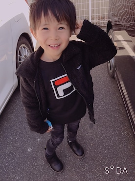 「RADCHAP（ラッドチャップ）のアイテム（その他アウター）」を使った、ゆいとさん（キッズ・100cm）の冬コーディネート