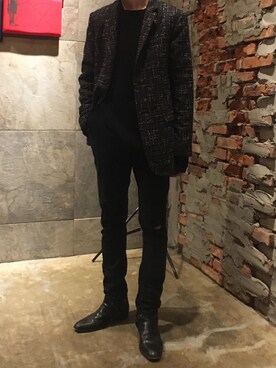 Saint Laurent Paris サンローランパリ のブーツを使ったメンズ人気ファッションコーディネート 地域 韓国 季節 12月 2月 Wear