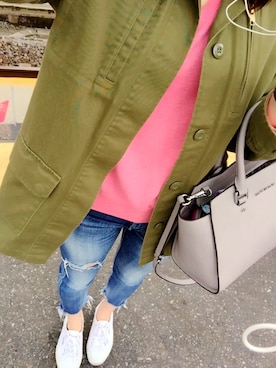 「Ungrid（アングリッド）のフレイドヘムストスリ（デニムパンツ）」を使った、mamiさん（レディース・162cm）の春コーディネート