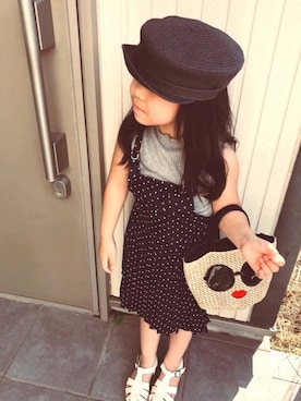 「Samansa Mos2 blue（サマンサモスモスブルー）のアイテム（帽子）」を使った、riccopimさん（キッズ・110cm）の夏コーディネート