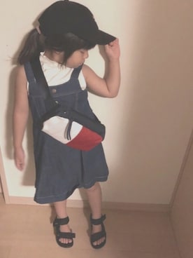 「FILA（フィラ）のアイテム（キャップ）」を使った、riccopimさん（キッズ・110cm）の夏コーディネート