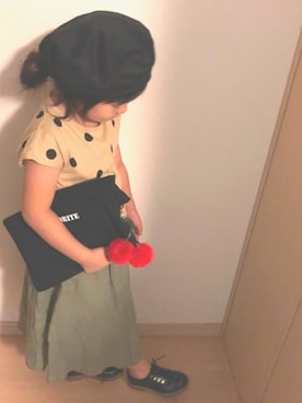 「LEPSIM（レプシィム）のアイテム（ハンチング/ベレー帽）」を使った、riccopimさん（キッズ・110cm）の夏コーディネート