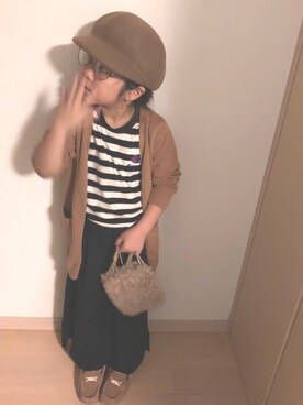 「OZOC（オゾック）のアイテム（帽子）」を使った、riccopimさん（キッズ・110cm）の秋コーディネート