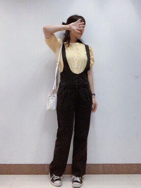 「通勤穿搭」｜「アイテム（オールインワン・サロペット）」を使った、fiva12さん（レディース・171cm）の秋コーディネート