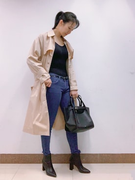 「通勤穿搭」｜「アイテム（トレンチコート）」を使った、fiva12さん（レディース・171cm）の秋コーディネート