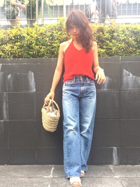 「ニットキャミソール」｜「アイテム（その他）」を使った、ericaさん（レディース・156cm）の夏コーディネート