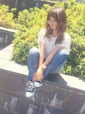 「ボーイフレンドデニム」｜「アイテム（その他）」を使った、ericaさん（レディース・156cm）の夏コーディネート