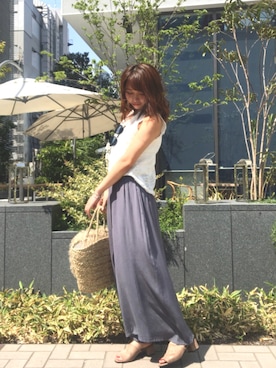 「ファーカゴバッグ」｜ericaさん（レディース・155cm）の夏コーディネート