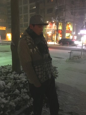 「SPINNS（スピンズ）のアイテム（ダウンベスト）」を使った、touki2580さん（メンズ・188cm）の冬コーディネート