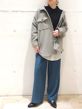 「アイテム（イヤリング、グレー系）」を使った、maiさん（レディース・153cm）の冬コーディネート