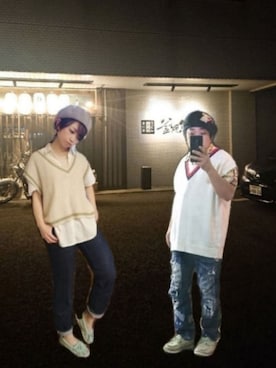 「アイテム（モカシン/デッキシューズ、グリーン系）」を使った、さとし🐨相互さん（メンズ・159cm）の夏コーディネート