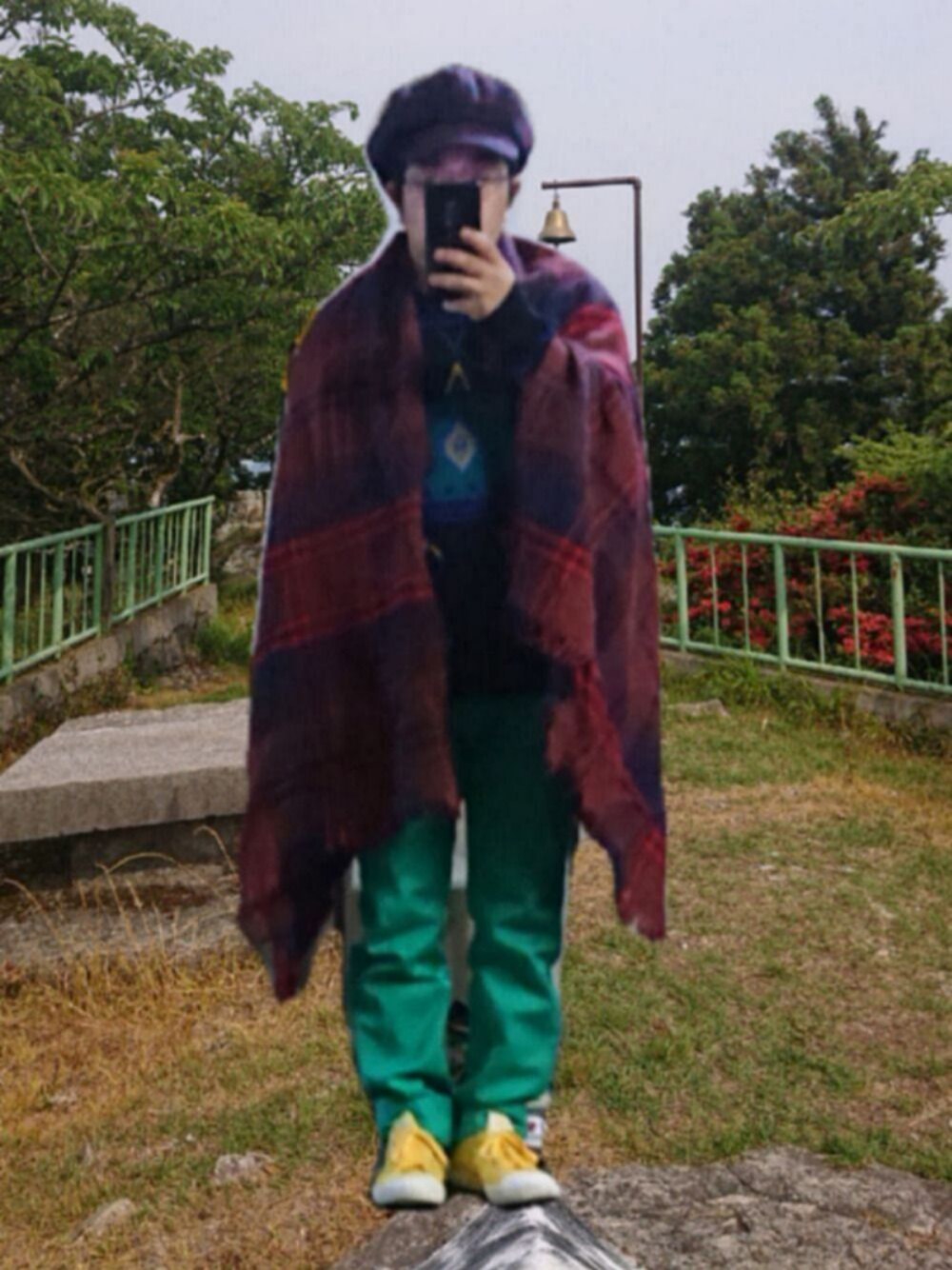 「個性的、原宿系、古着、旅人、相互フォロー、プチプラのさとし、Diesel、しまむら、ストール、ニット」｜「古着のアイテム（ニット/セーター、その他）」を使った、さとし🐨相互さん（メンズ・159cm）の秋コーディネートの1枚目の写真