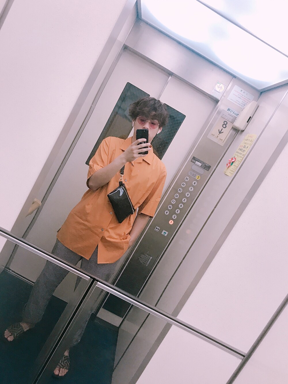 「おしゃれさんと繋がりたい、今日のコーデ、かわいい系、オープンカラーシャツ、暑い、アツい、いつもと違う感じ」｜「UNIQLOのアイテム（トップス、オレンジ系）」を使った、ゆーさん（メンズ・173cm）の夏コーディネートの1枚目の写真