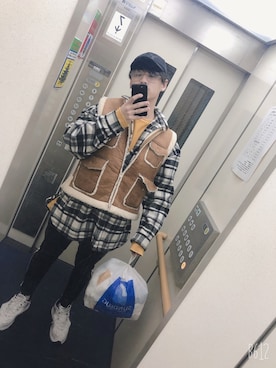 「MARTINE ROSE（マーティンローズ）のアイテム（スニーカー）」を使った、ゆーさん（メンズ・174cm）の冬コーディネート