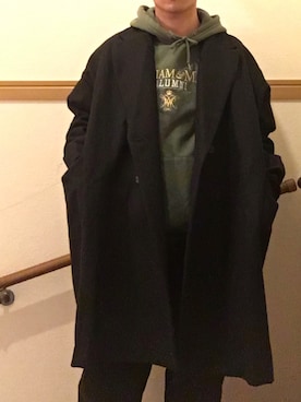 「BASISBROEK（バシスブルック）のアイテム（チェスターコート）」を使った、Kotaroさん（メンズ・166cm）の春コーディネート