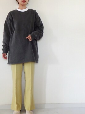 「TODAYFUL（トゥデイフル）のアクリルフープピアス（ピアス（両耳用）、その他）」を使った、harunaさん（レディース・154cm）の冬コーディネート