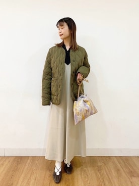 「SENSE OF PLACE by URBAN RESEARCH（センスオブプレイスバイアーバンリサーチ）のアイテム（ノーカラージャケット）」を使った、コトさん（レディース・160cm）の冬コーディネート