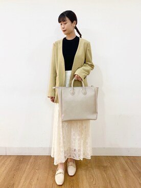 「SENSE OF PLACE by URBAN RESEARCH（センスオブプレイスバイアーバンリサーチ）のアイテム（ノーカラージャケット）」を使った、コトさん（レディース・160cm）の春コーディネート