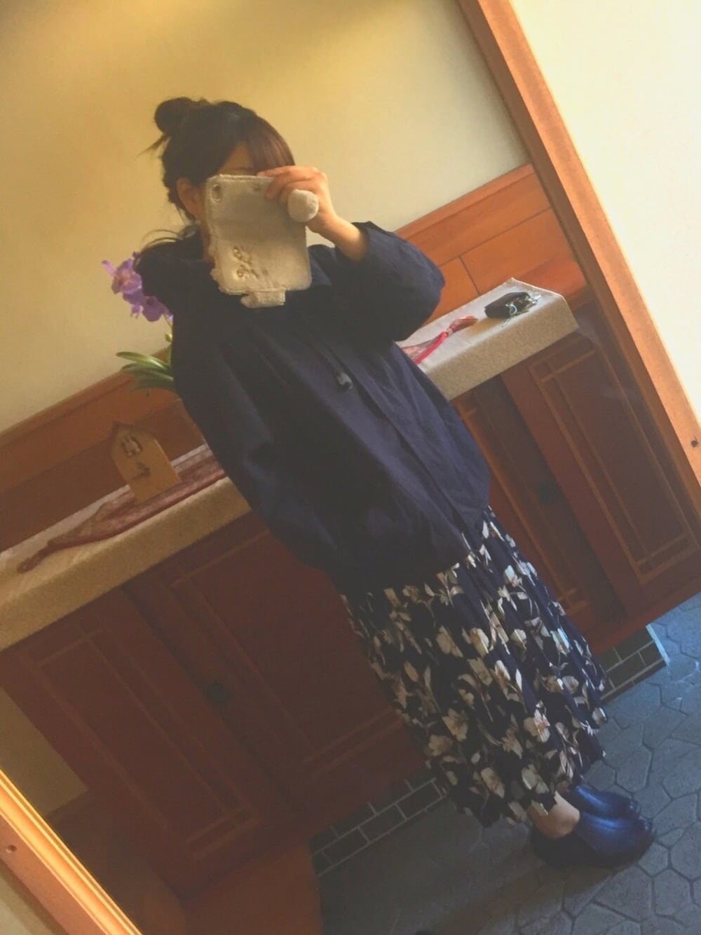「だぼっとゆるっと。」｜「AS KNOW AS plusのアイテム（マウンテンパーカー、ブルー系）」を使った、mikyanさん（レディース・160cm）の冬コーディネートの1枚目の写真