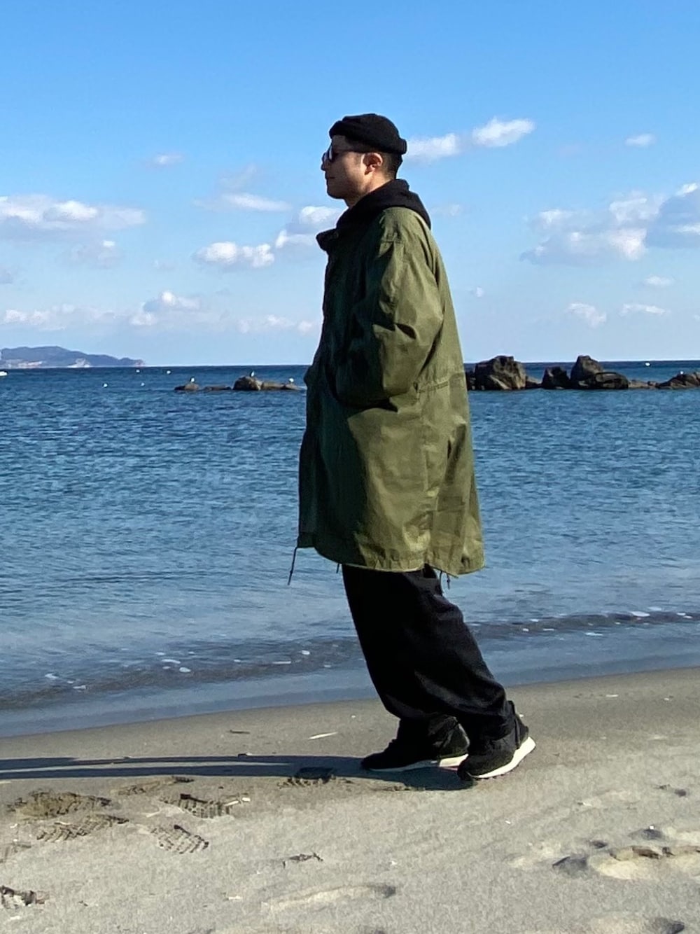 「M65、wtaps、70's、adsr」｜「RACALのアイテム（ニットキャップ/ビーニー、ブラック系）」を使った、コウダイさん（メンズ・172cm）の冬コーディネートの1枚目の写真