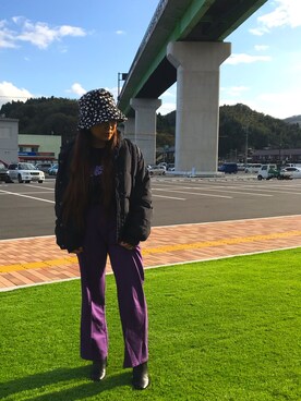 「アイテム（スラックス）」を使った、YO-NEさん（レディース・154cm）の冬コーディネート