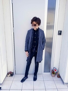 「koe（コエ）のアイテム（チェスターコート）」を使った、ユーピーさん（メンズ・172cm）の冬コーディネート