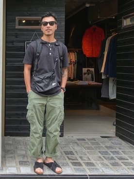 「URBAN RESEARCH（アーバンリサーチ）のアイテム（サンダル）」を使った、HsuJinWeiさん（メンズ・173cm）の夏コーディネート