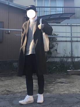 「チャックテイラー」｜「アイテム（チェスターコート）」を使った、kottyo   さん（メンズ・175cm）の冬コーディネート