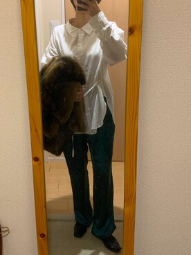 「ビッグシャツ」｜「アイテム（ジャケット/アウター）」を使った、Yuukaさん（レディース・153cm）の冬コーディネート